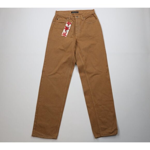 Deadstock Vintage 90s Perry Ellis Mens 31x34 Relaxed Fit Denim Jeans Brown USA